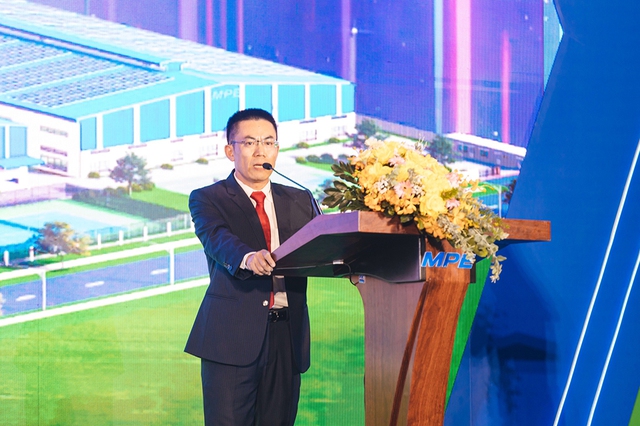 Ông Nguyễn Tâm Mạnh phát biểu tại lễ khánh thành nhà máy mới