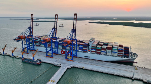 Bà Rịa-Vũng Tàu: Đón siêu tàu container dài gần 400m cập cảng làm hàng  - Ảnh 2.