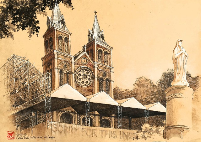 Góc ký họa: Nhà thờ Đức Bà - Ảnh 9.