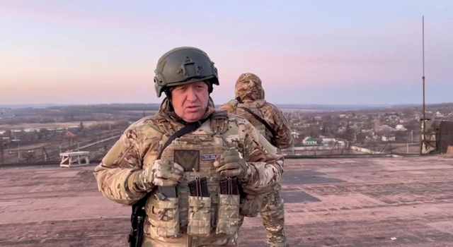 Thủ lĩnh Wagner Yevgeny Prigozhin tại Paraskoviivka, tỉnh Donetsk ngày 3.3