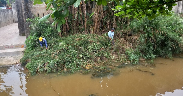 Cán bộ, người dân chung tay dọn dẹp nhánh sông Kiến Giang bị ô nhiễm - Ảnh 4.