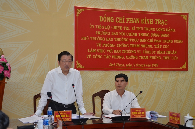Trưởng Ban Nội chính Trung ương Phan Đình Trạc làm việc với Tỉnh ủy Bình Thuận - Ảnh 1.