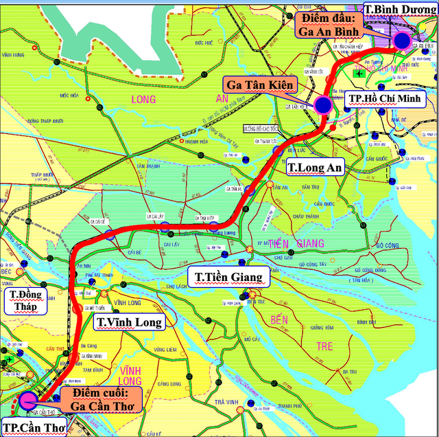 Đề xuất chuyển hướng đường sắt TP.HCM - Cần Thơ, lập vành đai đường sắt cho TP.HCM - Ảnh 1.