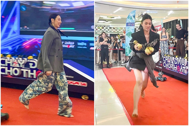 Hoa hậu Thùy Tiên, Tiểu Vy cởi giày chơi game giữa trung tâm thương mại   - Ảnh 2.