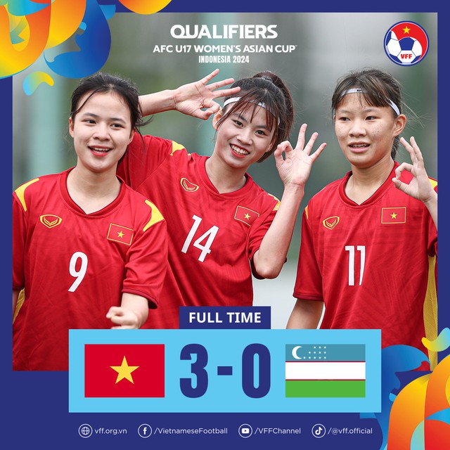 Đè bẹp Uzbekistan, U.17 nữ Việt Nam lọt vào vòng loại thứ hai U.17 nữ châu Á 2024 - Ảnh 3.