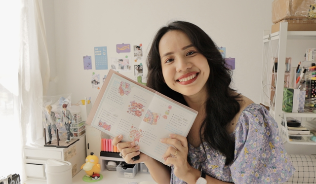 Happy Hidari: Nữ nhân viên văn phòng thành TikToker triệu view nhờ trang trí sổ tay - Ảnh 1.