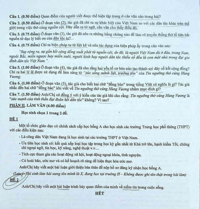 Đề kiểm tra cuối kỳ 2 môn văn theo chương trình mới có gì nổi bật? - Ảnh 3.