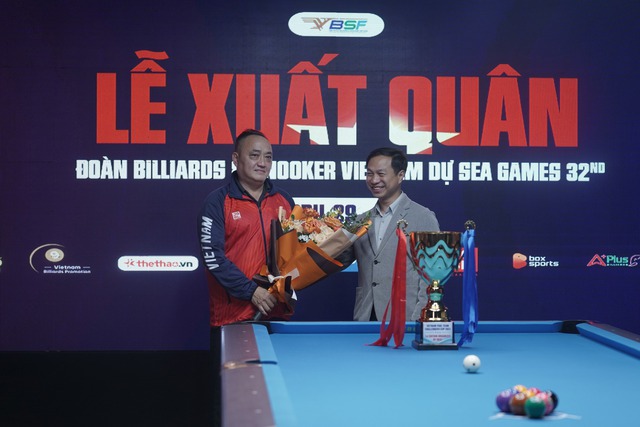 Lễ xuất quân của đoàn billiards va snooker Việt Nam tham dự SEA Games 32 - Ảnh 1.
