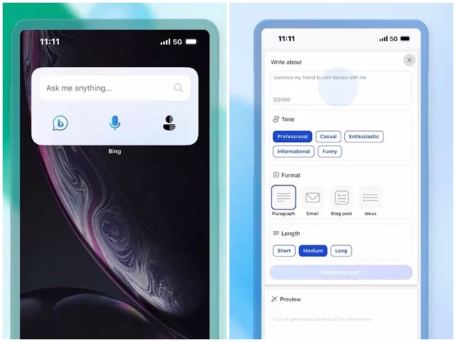 Microsoft tung widget Bing Chat cho nền tảng Android và iOS - Ảnh 1.