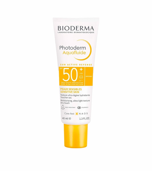 Bioderma Photoderm Aquafluid Sun Active Defense SPF50+ , PA ++++.&quot;Siêu phẩm&quot; chứa đựng thành tựu công nghệ độc đáo kết hợp dạng kem lỏng mang lại cảm giác khô thoáng cho da sau khi dùng