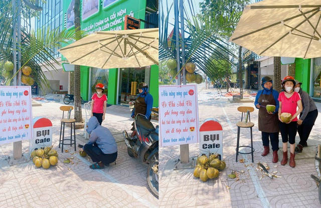 Nắng nóng, quán cà phê mời người qua đường ghé 'hái trái dừa' uống miễn phí - Ảnh 2.