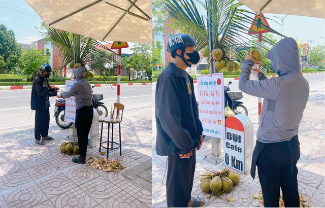 Nắng nóng, quán cà phê mời người qua đường ghé 'hái trái dừa' uống miễn phí - Ảnh 3.