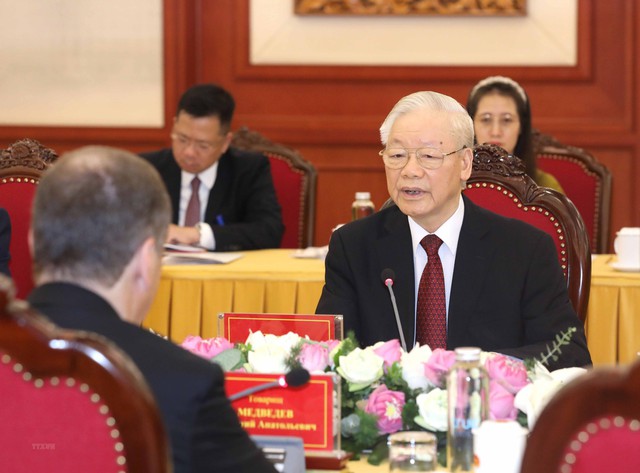 Tổng Bí thư Nguyễn Phú Trọng hội đàm với Chủ tịch Đảng Nước Nga Thống nhất - Ảnh 2.