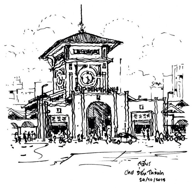 Góc ký họa: Chợ Bến Thành - Ảnh 11.