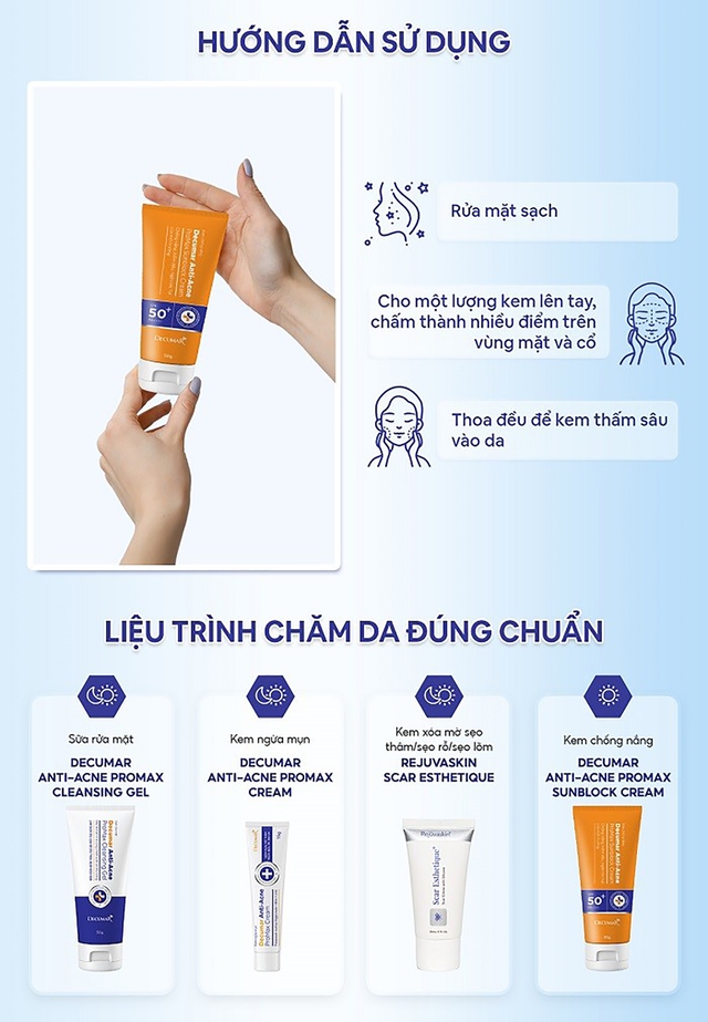 Hướng dẫn sử dụng kem chống nắng Decumar ProMax Anti-Acne Sunblock Cream đúng chuẩn  - Ảnh 7.