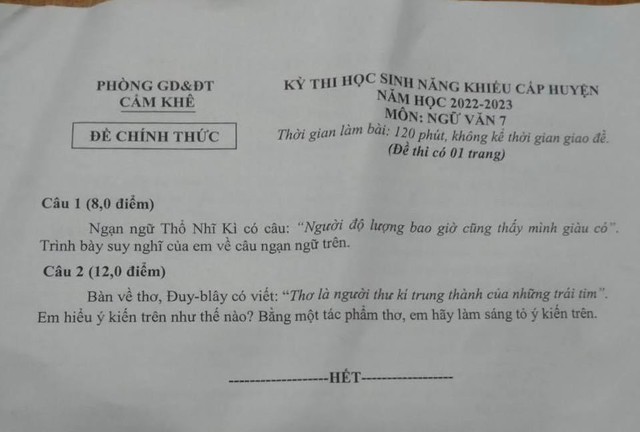 Chủ biên môn ngữ văn 'không ngủ được' khi đọc một đề văn lớp 7   - Ảnh 1.