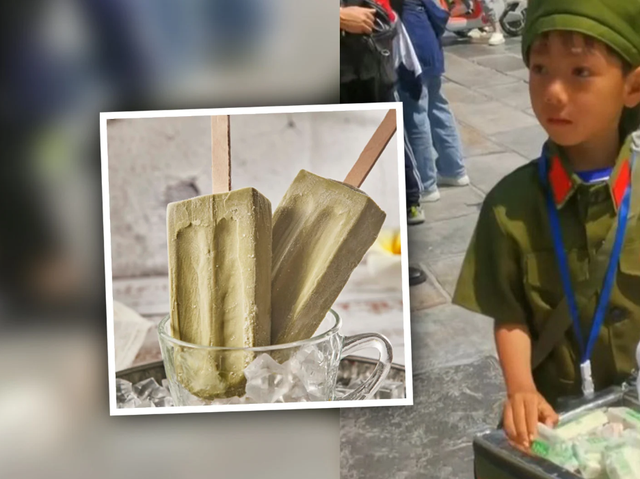 Hai đứa bé bán kem giúp đỡ mẹ gây sốt cộng đồng mạng - Ảnh 1.