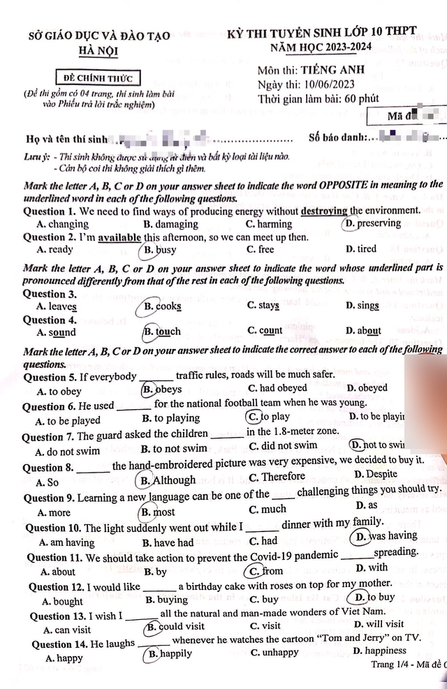 Thi vào lớp 10 ở Hà Nội: Đạt điểm 9 - 10 môn tiếng Anh không khó - Ảnh 2.