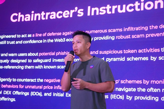 Ông Ngô Minh Hiếu (Hiếu PC), thành viên Ban An toàn Thông tin Hiệp hội Blockchain Việt Nam giới thiệu nền tảng ChainTracer