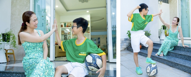MC Thanh Thảo Hugo động viên con tham gia việc rèn chí thông qua đa phần những hoạt động thể thao. (Nguồn: NVCC)