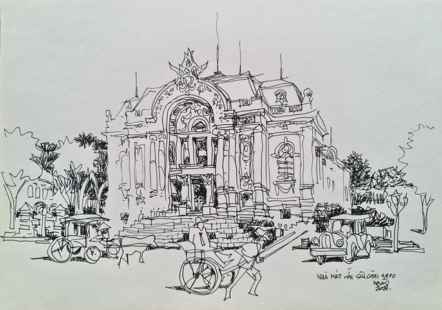 Góc ký họa: Nhà hát Lớn Sài Gòn - Ảnh 4.
