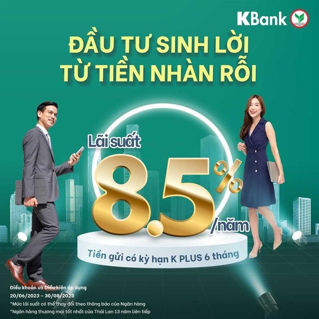 KBank áp dụng lãi suất 8,5% cho tiền gửi online 6 tháng - Ảnh 1.