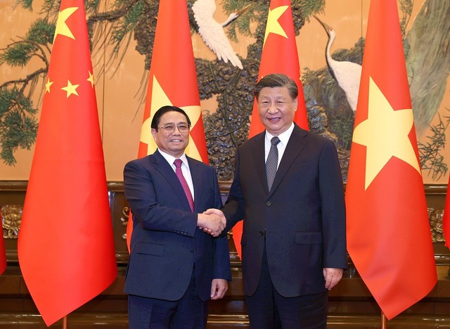 Thủ tướng Phạm Minh Chính hội kiến Chủ tịch Trung Quốc Tập Cận Bình - Ảnh 1.