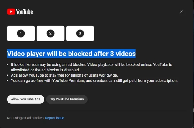 YouTube thử nghiệm cấm xem video nếu dùng phần mềm chặn quảng cáo - Ảnh 1.