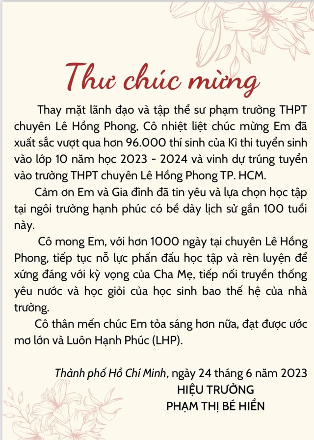 Cô hiệu trưởng nhắn học sinh lớp 10: Đầy khát vọng, tỏa sáng và luôn hạnh phúc - Ảnh 3.