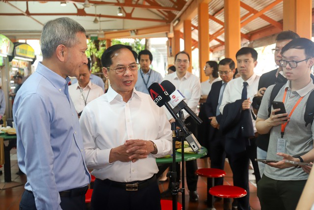 Bộ trưởng Ngoại giao Bùi Thanh Sơn cùng Ngoại trưởng Singapore thưởng thức ẩm thực đường phố - Ảnh 4.