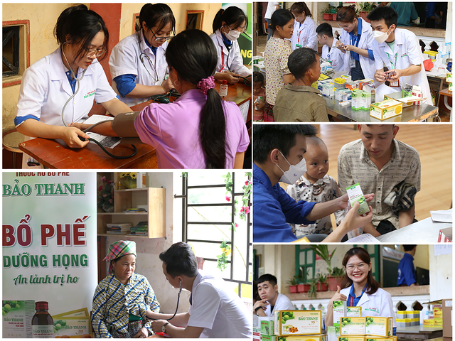 Các y bác sĩ, sinh viên tình nguyện - ĐH Y Hà Nội thăm khám, cấp phát thuốc miễn phí cho người dân Pá Hu, Trạm Tấu - Yên Bái