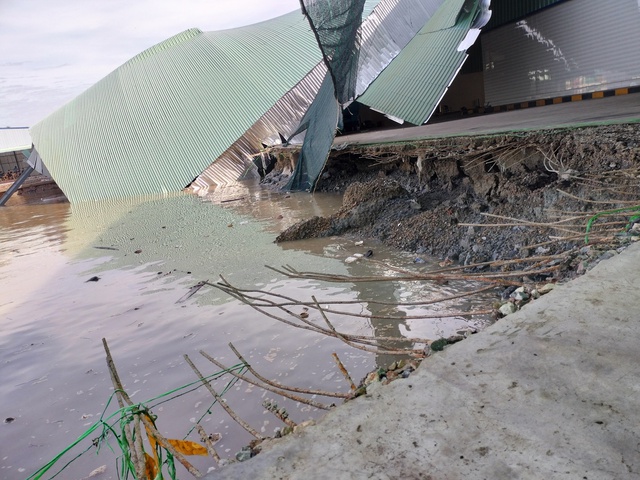 Một nhà xưởng bị sạt lở xuống sông, gây thiệt hại hơn 5 tỉ đồng - Ảnh 2.