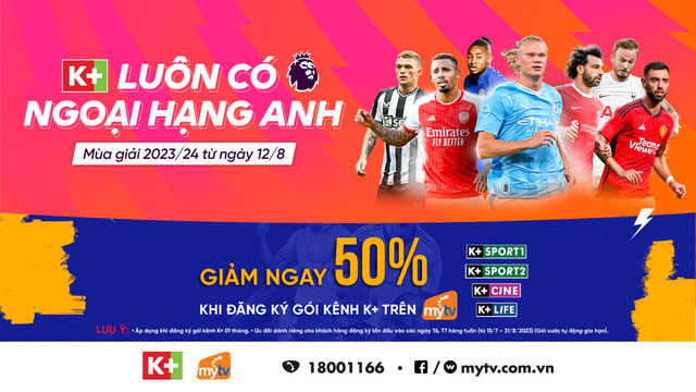 Ngoại hạng Anh 2023/2024: Xem trực tiếp trên gói kênh K+ truyền hình MyTV - Ảnh 1.