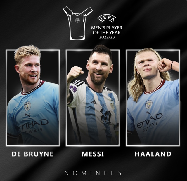 Messi tranh giải Cầu thủ xuất sắc nhất châu Âu cùng Erling Haaland và De Bruyne - Ảnh 1.