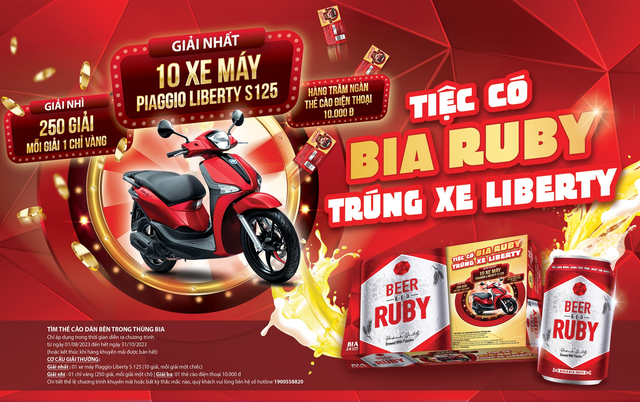 Tràn ngập phần thưởng giá trị khủng với chương trình khuyến mãi &quot;Tiệc có Bia Ruby - Trúng xe Liberty&quot;