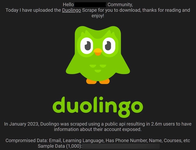 Dữ liệu 2,6 triệu người dùng Duolingo bị phát tán công khai - Ảnh 2.