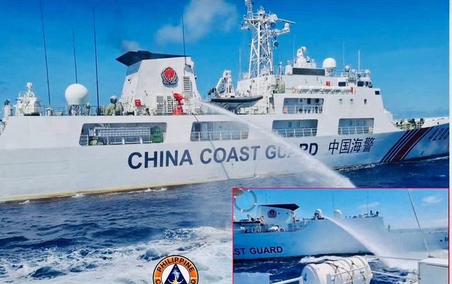 Tàu hải cảnh Trung Quốc bị tố phun vòi rồng vào tàu Philippines - Ảnh 1.