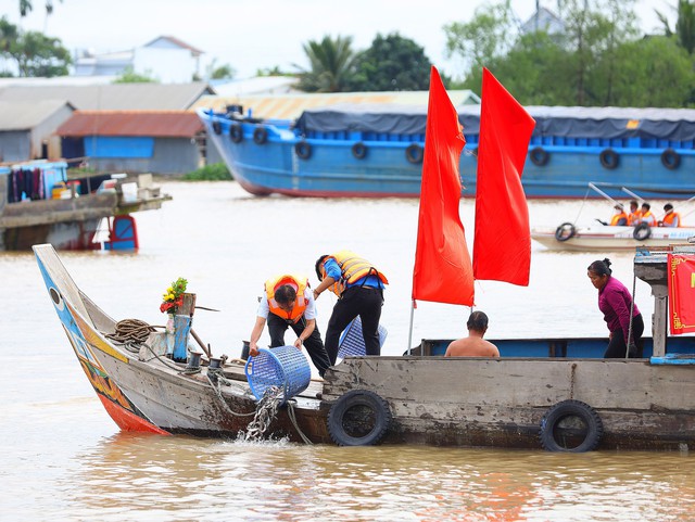 Bộ NN-PTNT và TP.Cần Thơ thả hơn 11 tấn cá xuống sông Hậu - Ảnh 1.