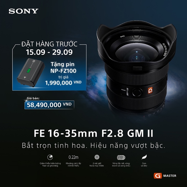Sony ra mắt ống kính Zoom góc rộng G-Master FE 16-35mm F2.8 GM II  - Ảnh 1.