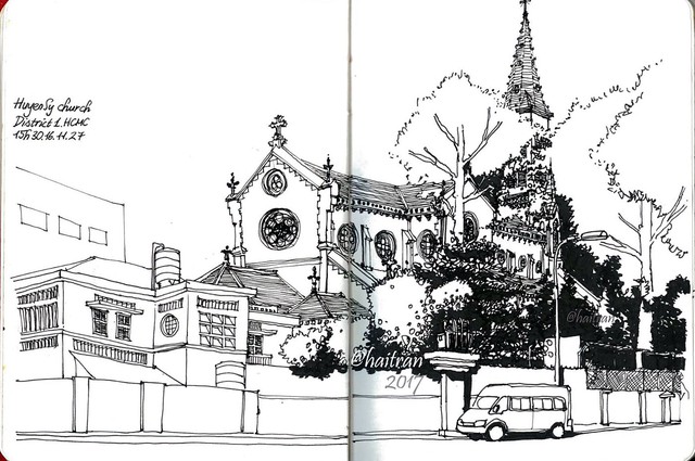 Góc ký họa: Nhà thờ Huyện Sỹ  - Ảnh 1.