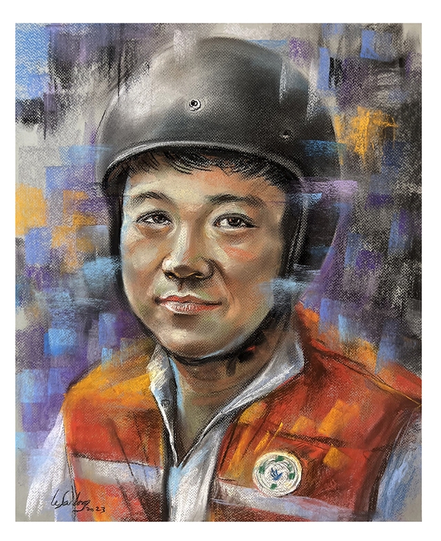 Ngắm tranh họa sĩ Lê Sa Long tôn vinh các 'người hùng' cứu nạn ở Hà Nội - Ảnh 4.