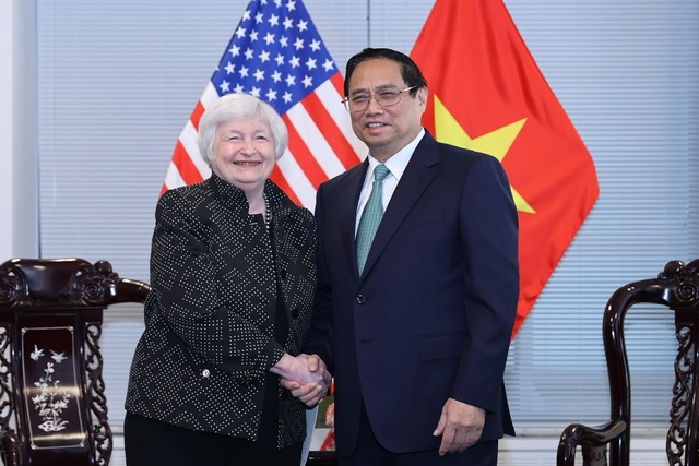 Thủ tướng Phạm Minh Chính tiếp Bộ trưởng Tài chính Mỹ Janet Yellen - Ảnh 1.