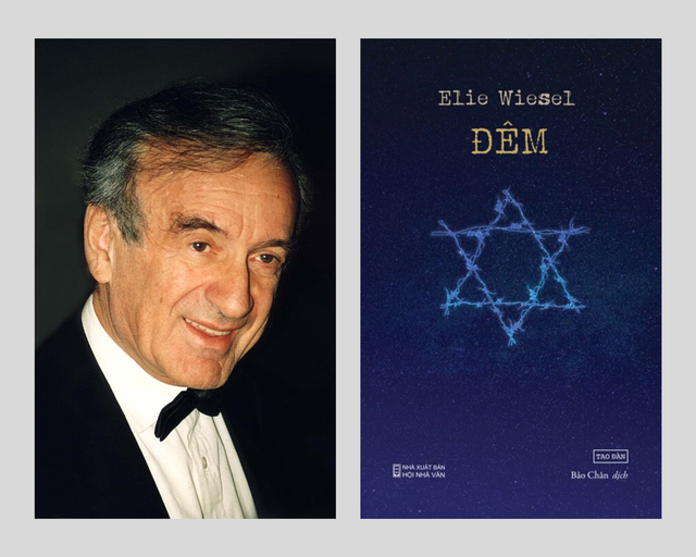 Tiểu thuyết gia Elie Wiesel  và tác phẩm Đêm. Ảnh Wikipedia và Tao Đàn.