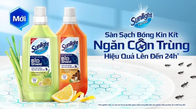 Sunlight Lau Sàn BIOSHIELD ra mắt người tiêu dùng với hai phiên bản mùi hương: Cam quế và chanh sả, lau nhà sạch mát, ngăn côn trùng hiệu quả