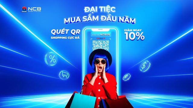 Khách hàng được giảm ngay 10% hóa đơn khi thanh toán qua mã QR code trên ứng dụng NCB iziMobile