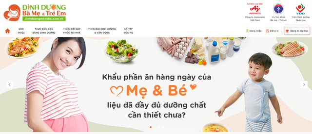 Phần mềm Chương trình Dinh dưỡng Bà mẹ và Trẻ em tại website www.dinhduongmevabe.com.vn.