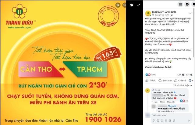 Sở TT-TT TP.HCM yêu cầu Công ty Thành Bưởi làm rõ thông tin chở khách đi Cần Thơ- Ảnh 1.