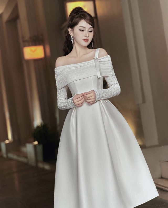 Top 15 mẫu váy trắng trễ vai dự tiệc sang trọng cao cấp chất lượng tốt