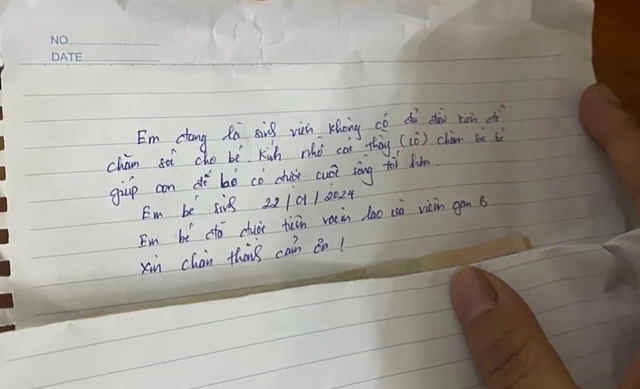 Bỏ lại con cùng lá thư: 'Em là sinh viên không đủ điều kiện chăm sóc bé'- Ảnh 1.