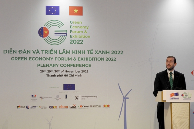 Cao ủy Liên minh châu Âu Virginijus Sinkevicius tại GEFE 2022 (Nguồn: Hình ảnh do EuroCham cung cấp)